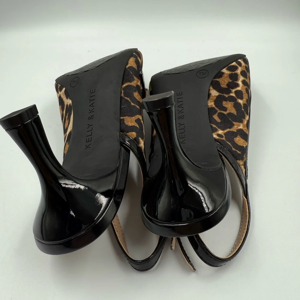 Kelly & Katie Leopard Slingback Heels w/ Mary Jane Strap Size 7M - Picture 5 of 6